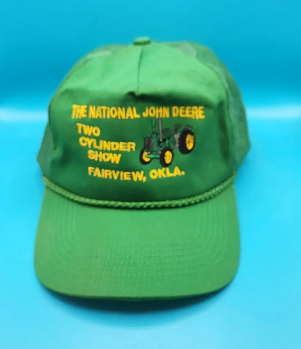 Vintage Hat Mens trucker The National John Deere Fairview, Oklahoma Cap